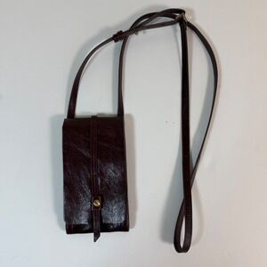 HOBO Burgundy Leather Crossbody Phone Bag Slim‎ Wallet Purse Festival Hands Free